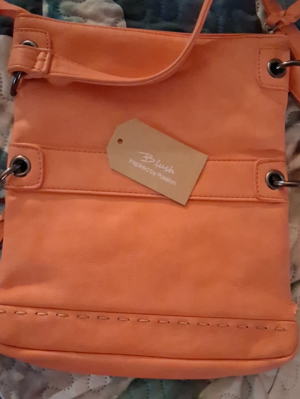Compact Peach Crossbody Bag with Front Zip Pocket